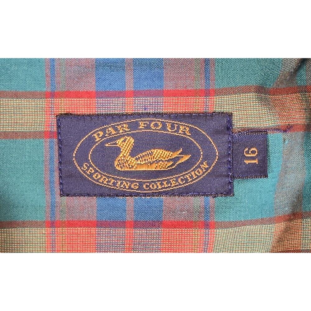 Par Four Sporting Collection Womens Sz 16 Long Sleeve Green Blue Red Plaid Shirt - Picture 5 of 8